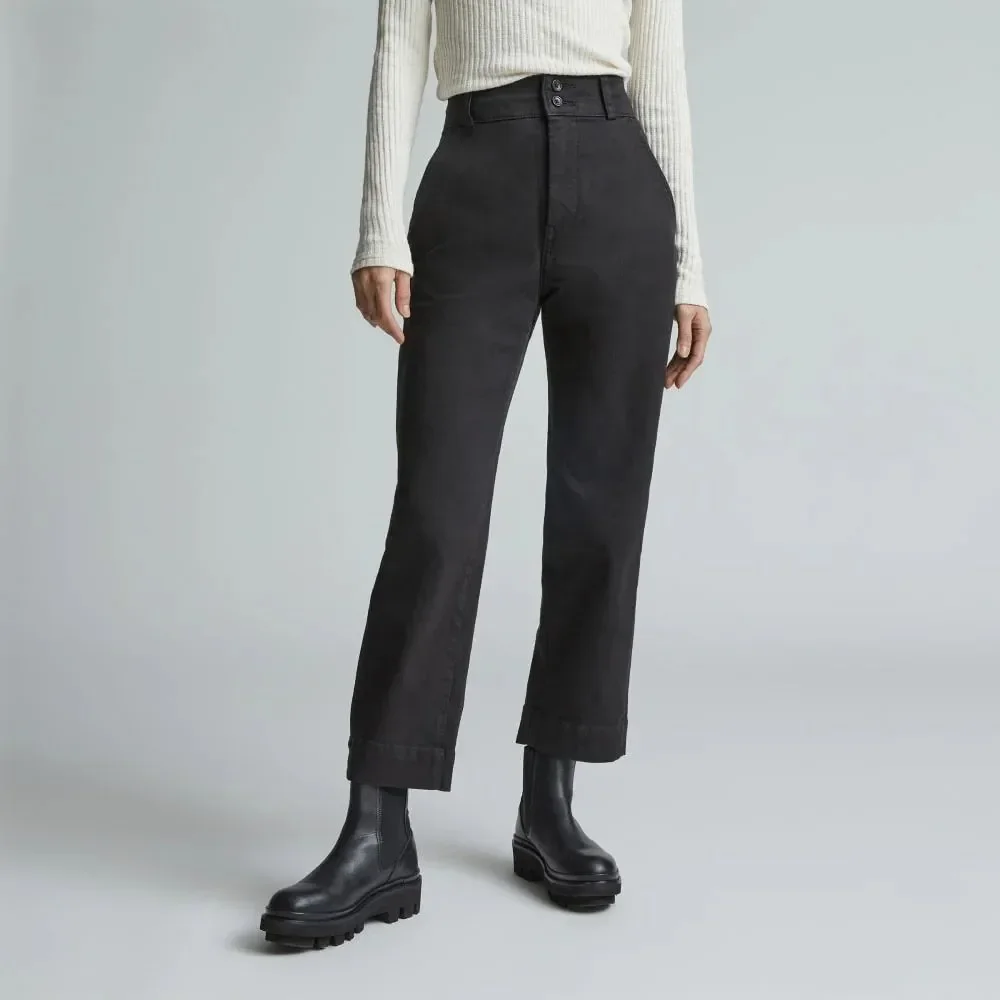 NWT Everlane The Organic Straight Leg Pants Womens Size 2 Black High Rise Jeans - Picture 1 of 12